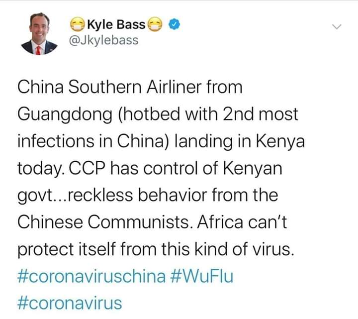 FOgaya's tweet photo. #StopChina_Kenyaflights #OurHealthMatters @StateHouseKenya @WilliamsRuto @FredMatiangi @RailaOdinga @KanzeDena stop playing with the lives of Innocent Kenyans. The Kenyan Government claim not to be able to save our Students in Wuhan yet clear Chinese flights to Kenya. Pathetic! https://t.co/0KGdJSlov2