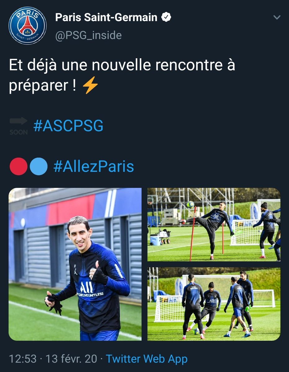 JournalObs's tweet image. Le 26 février, l'Equipe affirme que Neymar n'a pas souhaité participer à la séance du 13 février. 
Sauf que Neymar et le PSG ont partagé des photos le 13 février, avec Neymar à l'entraînement. 
L'Equipe affirme ce 27 fevrier que c'est une erreur de jour, sans préciser lequel 😂