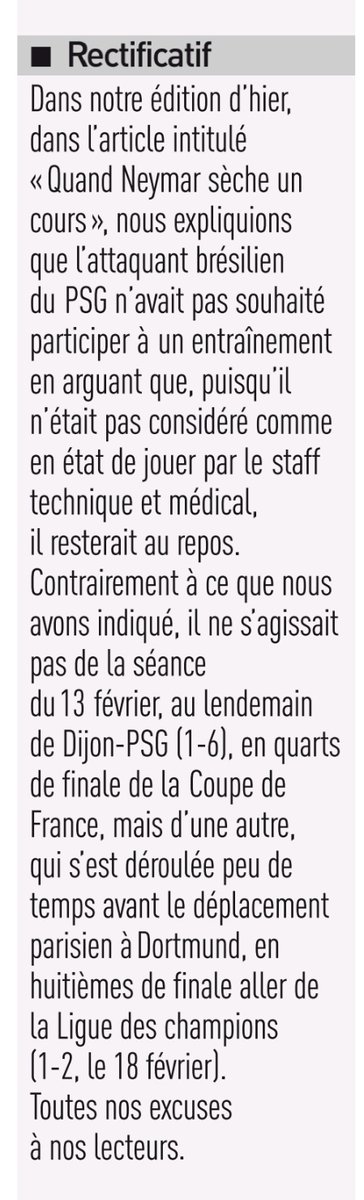 JournalObs's tweet image. Le 26 février, l'Equipe affirme que Neymar n'a pas souhaité participer à la séance du 13 février. 
Sauf que Neymar et le PSG ont partagé des photos le 13 février, avec Neymar à l'entraînement. 
L'Equipe affirme ce 27 fevrier que c'est une erreur de jour, sans préciser lequel 😂