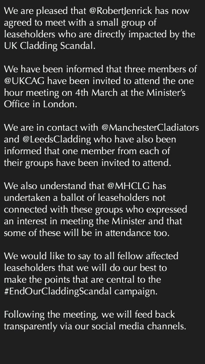 ukcag's tweet photo. Progress announcement @mhclg @LeedsCladding @McrCladiators https://t.co/cUbVyn9P4l