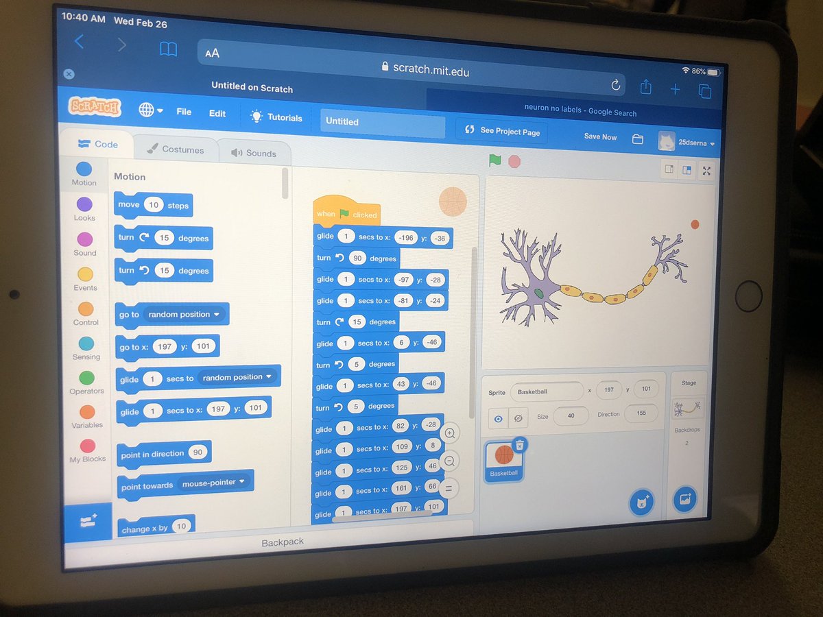 bowyersbots's tweet photo. Trying to squeeze computer programming into other subjects and topics! #neurons #scratch #PLTW https://t.co/QFooQBNzuo