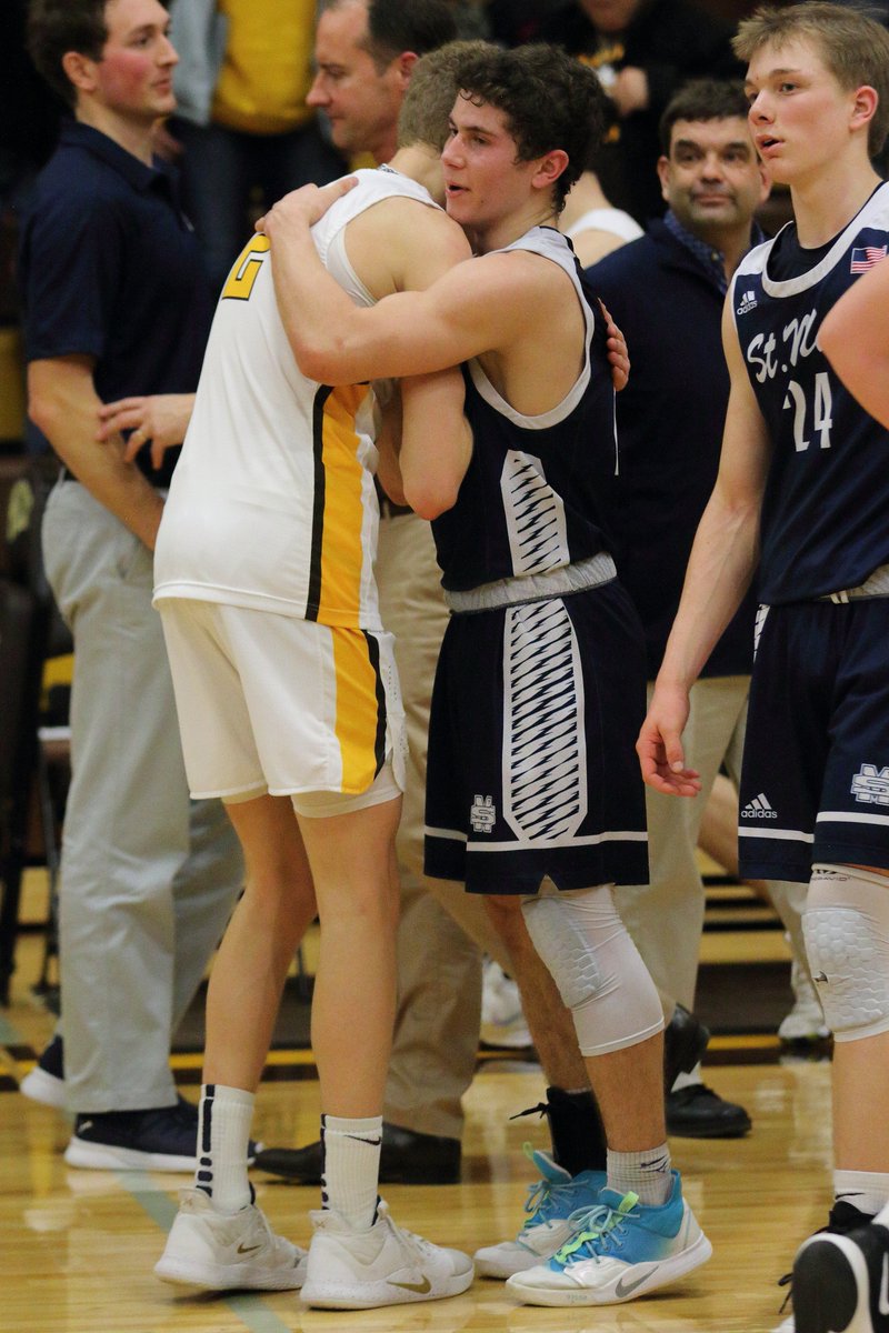 rdeforge's tweet photo. A great matchup tonight between Brady Hunter (31-points) and Blake Cassidy (28-points) in Gaylord St Mary's 58-50 win on the road in Pellston. https://t.co/JzPbuhdRf6