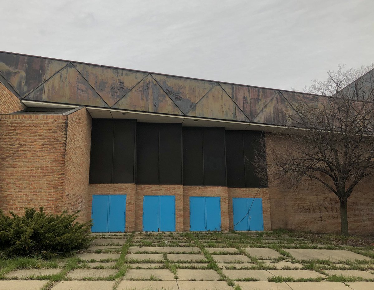 Roger Margerum, Kettering High School Auditorium (1978-81) Detroit, MIWith the angular auditorium addition at Detroit Kettering HS the influence of Margerum’s former mentor Walter Netsch becomes more clear. The skylights were boarded over when Kettering was closed in 2012.