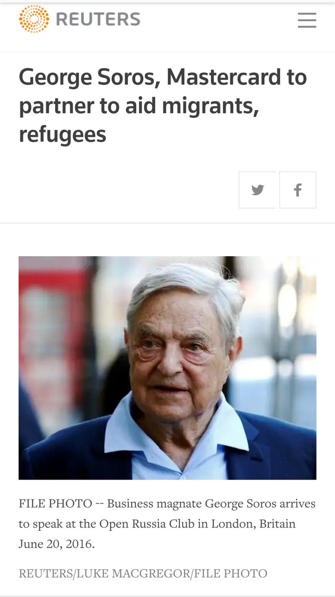 202) Also in June of 2016, Soros partnered with Mastercard to aid migrants and refugees.