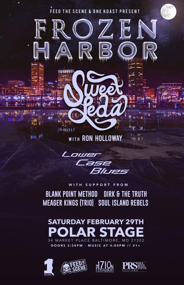 Sat 2/29! Indoor music fest with <a href="/RonHolloway/">Ron Holloway</a> <a href="/LowerCaseBlues/">Color</a> <a href="/SoulIslandRebel/">Soul Island Rebels</a> blank Point Method! Family reunion y’all <a href="/FrozenHarbor/">Frozen Harbor</a>