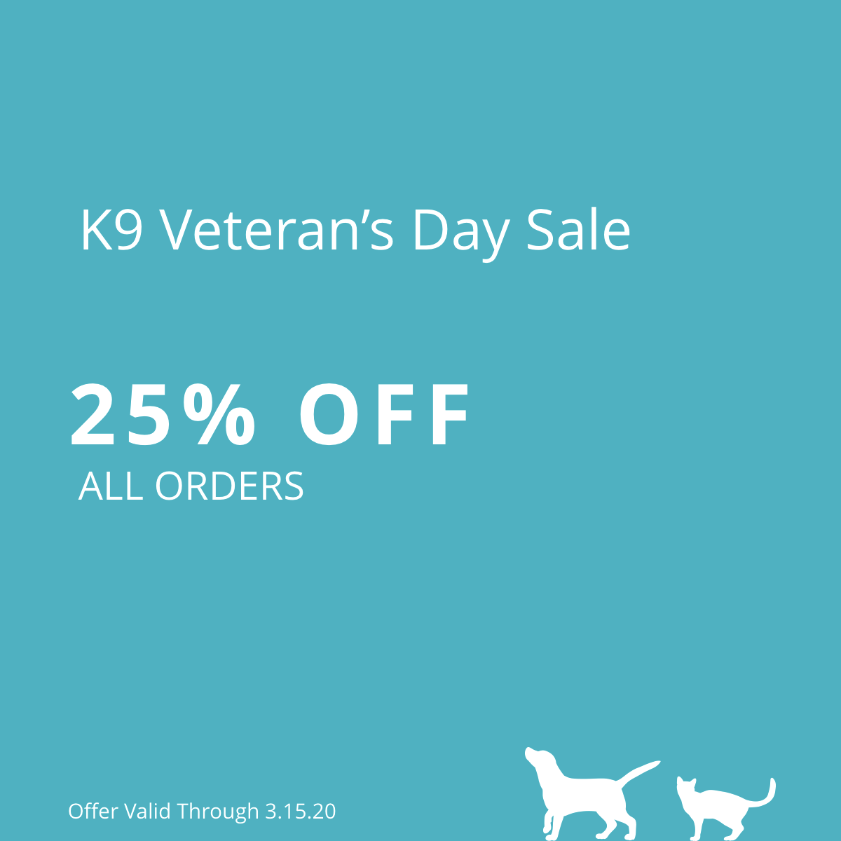 What's that? A sale? Better hurry before it's too late! 

Today is your last chance to save during our K9 Veterans Day Sale! 

canna-pet.com