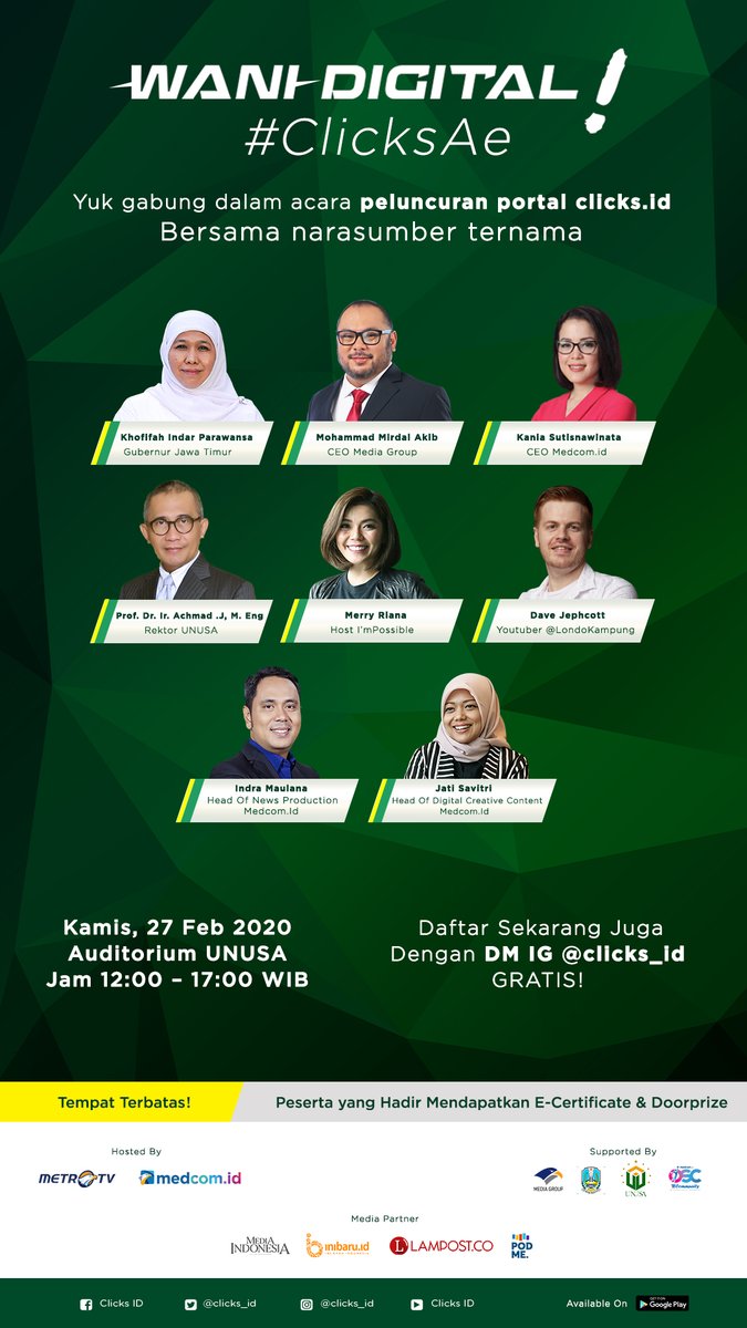 mediaindonesia's tweet photo. Saksikan launching news portal https://t.co/RSYlw0Wdqe bersama Ibu Khofifah eksklusif hanya di https://t.co/0zOmdXxhtq @medcom_id https://t.co/LANqmGmbGs #ClicksAe https://t.co/tmVQIzcvxa