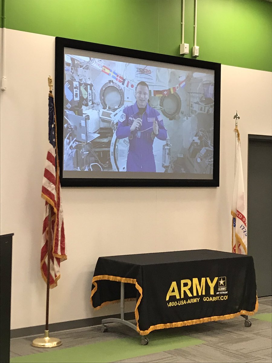 CiTiKristin's tweet photo. Today was literally out of this world! We connected w/@USArmy COL Andrew Morgan (in the @Space_Station!) who’s been on a mission since July. Today FROM SPACE, he administered the enlistment oath to @CiTi_BOCES Ss &amp; others in the USA. Inspirational, poignant, incredible. @NASA https://t.co/rJN9lgiFkF