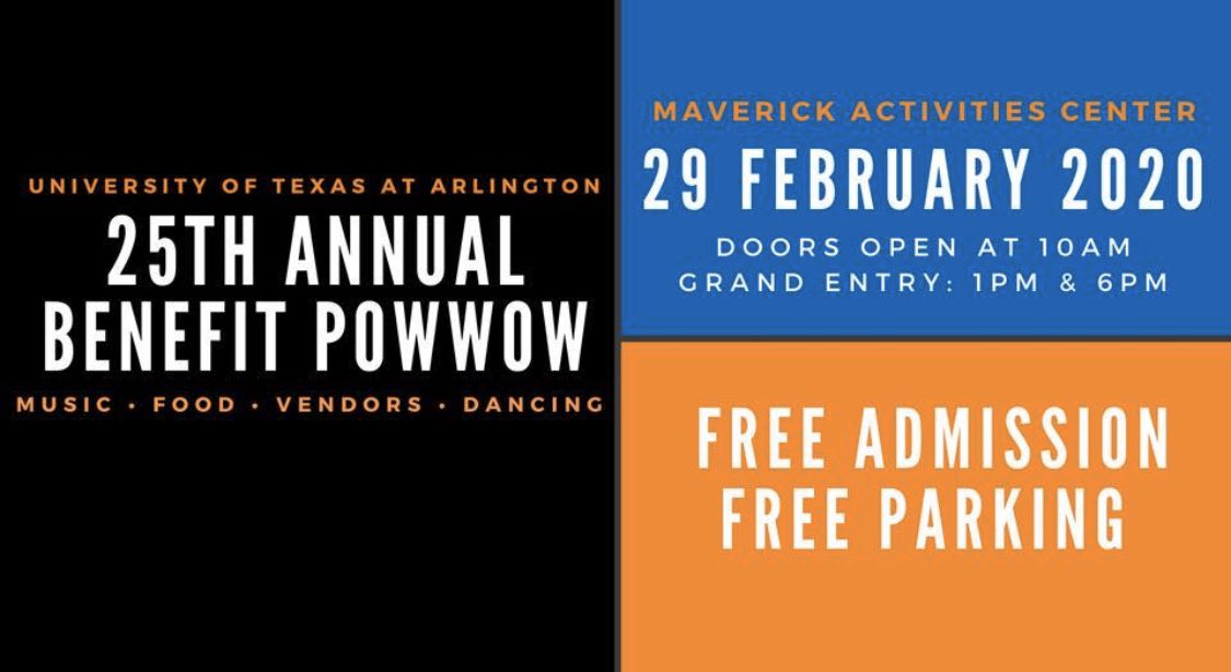 Looking for something exciting to do this weekend? Come out to UTA’s 25th annual powwow THIS Saturday 2/29! Dancing, markets, food and a great time! Hope to see you there! <a href="/UTA_Powwow/">UTA Native Students</a>