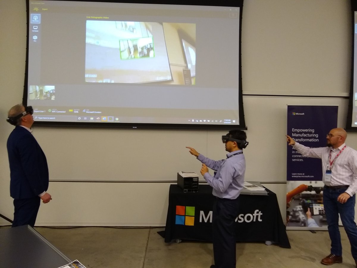 Darmour_MSFT's tweet image. I&apos;m at the #MicrosoftEnvision | #Manufacturing event at @MxDInnovates watching @Kloud_Karl demo @KognitivSpark running on an #HPEMSFT #AzureStack.  What a great solution to empower employees at the #IntelligentEdge w/ a great remote assist solution.