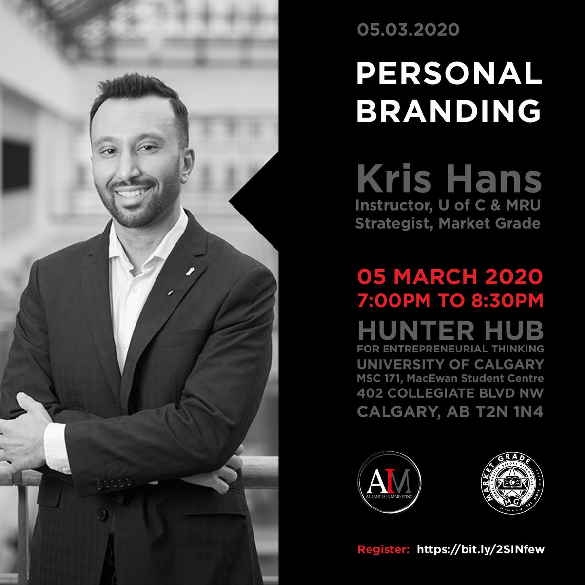 KrisHans's tweet photo. Next week I'm facilitating a 
#PersonalBranding 👩‍💻 workshop 👨‍💻 
Thursday, March 5th, 7:00-8:30pm 
at the @HunterHubYYC @UCalgary via @aimcalgary

Register now ➤ https://t.co/kQ5NK8T3Dw #PitchClinic #PersonalBranding #yyc #Calgary #marketing #entrepreneurship #innovation https://t.co/DPa33y7zGu