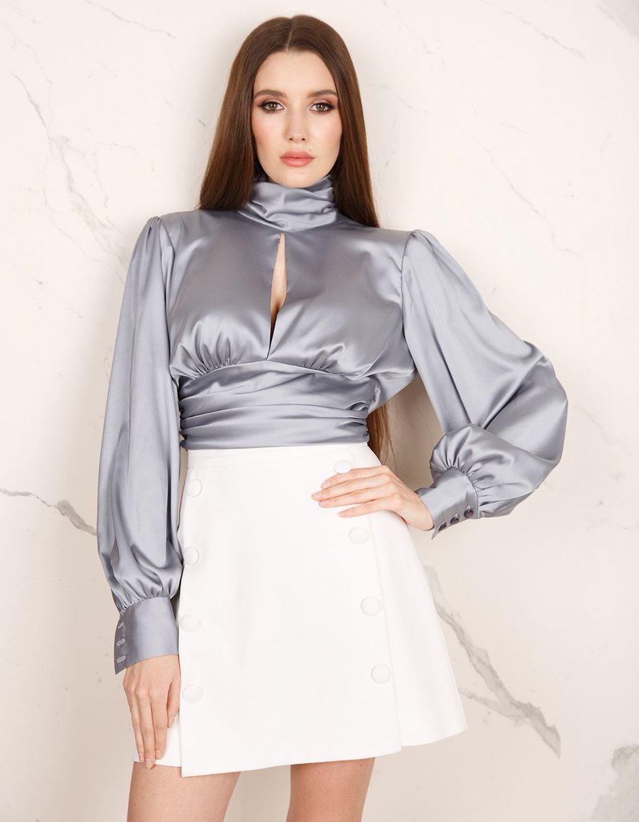 satin silver top