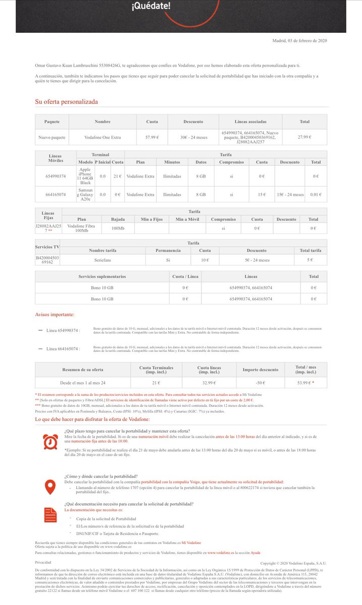 omar_kuan's tweet photo. @JPayan98 @vodafone_es @vodafone_es es de lejos la peor compañía en cuanto a gestión sus canales de atención al cliente solo sirven para dilatar las quejas y no respetar los contratos que te ofrecen me parece increíble la cantidad de denuncias en la web . Y que tengan el descaro de seguir #noavodafone https://t.co/ZvV7xcWDWm