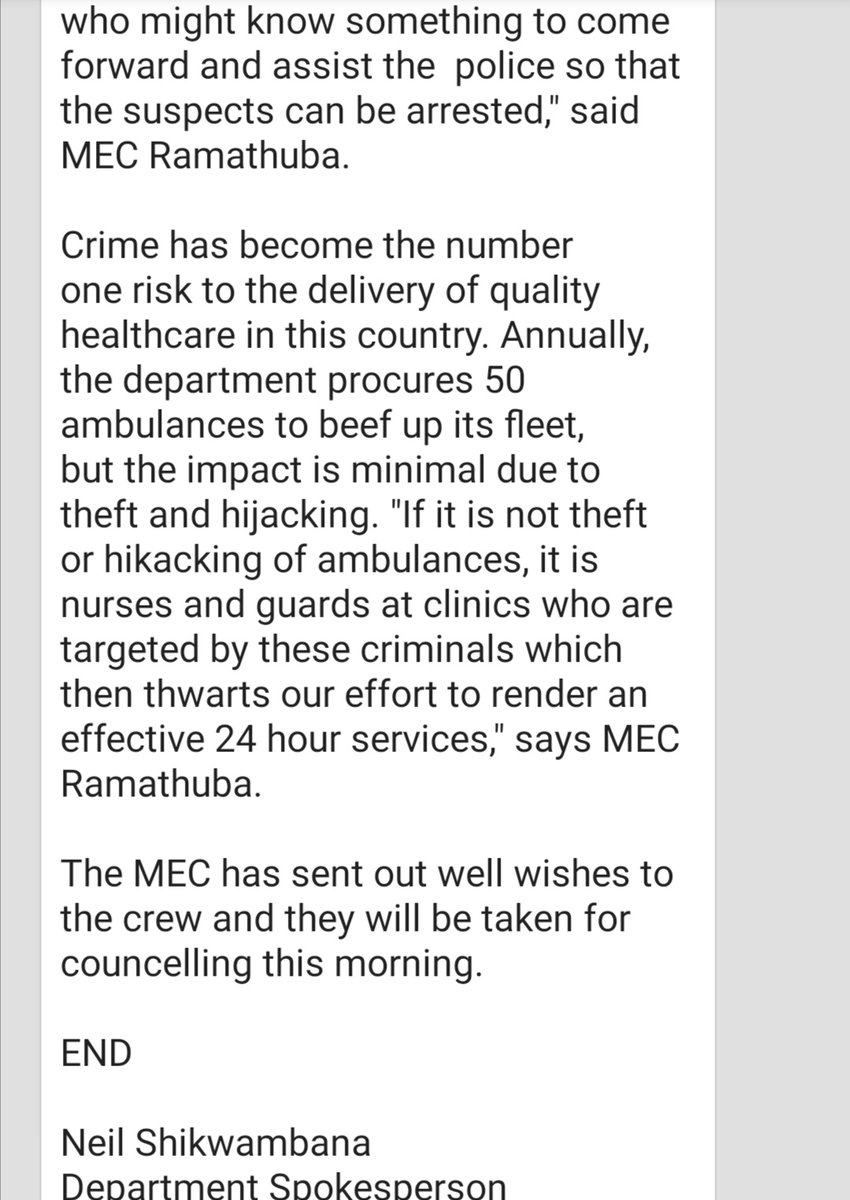FDigone's tweet photo. #Healthlimpopo kgoro ya maphelo ka mo @HealthLimpopo  ere e ipiletsa go badudi go ka thusha ka tshedimosho malebana le go hulwa ga Ambulance motseng wa Stydskraal morago ya hwetswa e tlogetswe Ga Masemola kantle ga Jane furse @RadioSekhukhune https://t.co/gX5R0FKNNI
