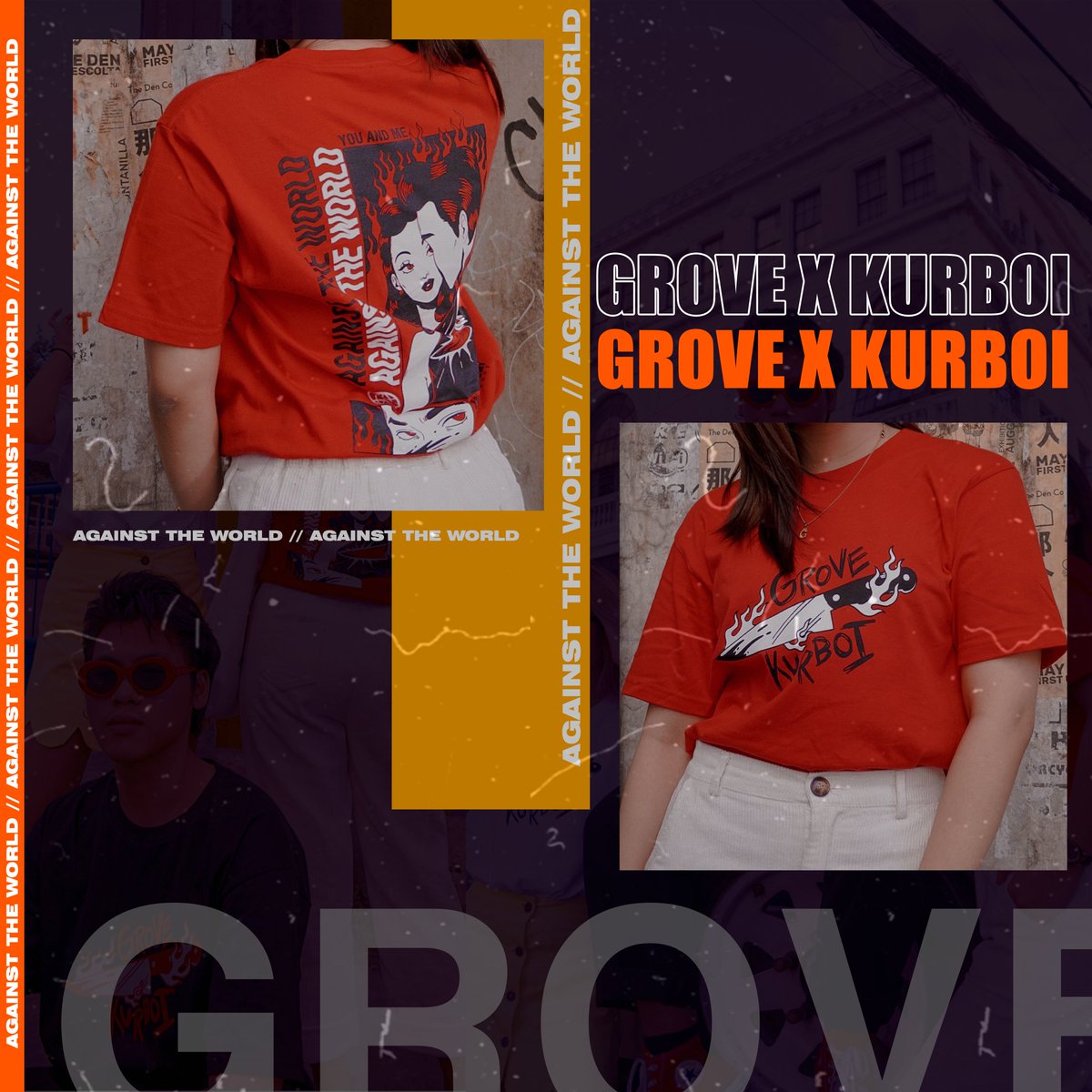 grovestreetph's tweet photo. GROVE X KURBOI
Exclusive Collection

Now Available!! 🚨
"Against The World"

Send us a message for inquiries
or kindly order through:
https://t.co/erCSU8RQiX

Illustrated by: @kurty_boi 
Shot by: @arthjanneching 
In frame: Tonie Soyangco, Kurboi, Giliana Luciano

#GroveXkurboi https://t.co/tYN6eagJl5
