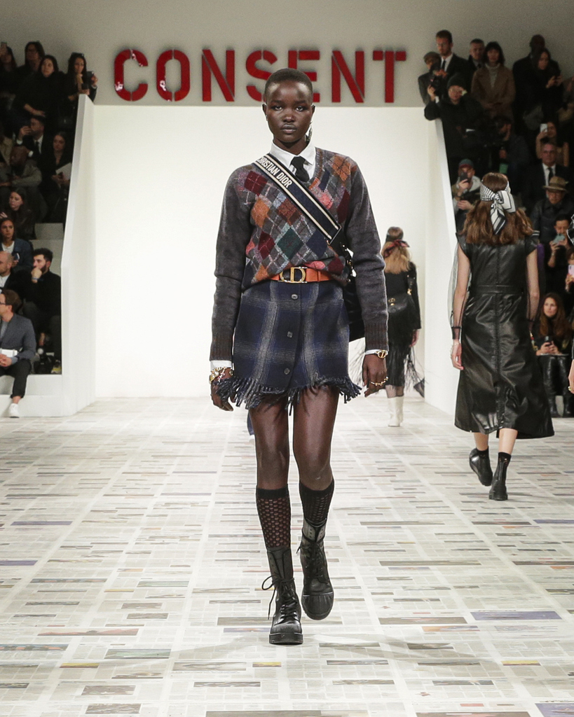 Geometry is rendered the height of covetable in the #DiorAW20 collection - here http://on.dior.com/aw2020-21 - in which Maria Grazia Chiuri revisited the fashions of her youth as highly-adaptable pieces featuring softly-shaded checks and gem-colored intarsia knits. #PFW