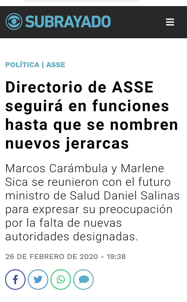 Poner por encima de cualquier  consideración, el  evitar dejar Asse sin directorio.
Política con mayúsculas Marcos Carambula, cuanto habrá que aprender de gestos así.
 Una vida al servicio de las causas.
Lo del gobierno electo.... francamente insolito
