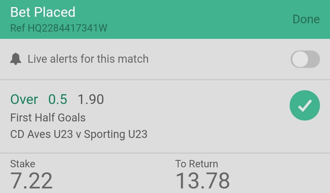 KnockoutTips's tweet photo. INPLAY - Football Roller Tip Two - 🇵🇹
Aves u23 v Sporting u23

OVER 0.5 first half goals - 📊

STAKE £7.22 returns £13.78 - 💰
ODDS @ 1.900 - 📉 https://t.co/UnYgnFAimZ
