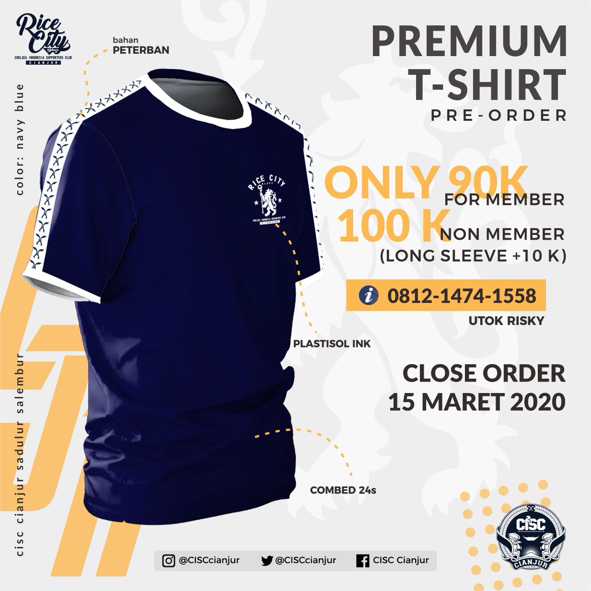 Yuk yang lagi butuh kaos baru, mumpung menjelang awal bulan. Gajian langsung hajar :))

Yang mau order langsung kontak CPnya aja. cc <a href="/chelseaindo/">@chelseaindo</a>