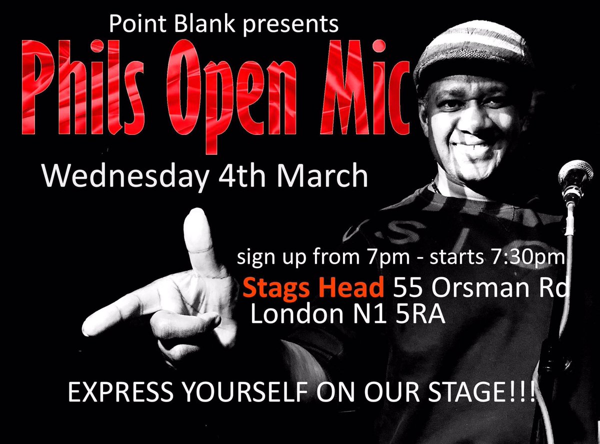 PhilsOpenMic's tweet photo. This Weds March 4 . Sign up 7:00. Starts 7:30. #openmiclondon #londonopenmic https://t.co/sHqZLW14r4