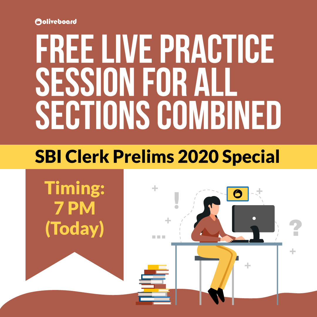 Oliveboard's tweet photo. [Today @ 7PM] SBI Clerk Prelims 2020 Special | Free Live Practice Session for All Sections Combined. Don't Miss It! Join for the LPS here: https://t.co/LyHLj5MU3D

#Oliveboard #LPS #LivePracticeSession #English #FreeLPS #TopFaculty https://t.co/TRuprPDJeb