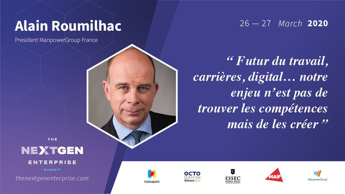 bretones's tweet image. «La croissance est un défi collectif que nous devons relever en adaptant les compétences aux besoins» @AlainRoumilhac Président @ManpowerGroupFR sera speaker @TheNextGenEnte2 le 26/27 Mars prochain ! #TheNextGenEnterprise #FuturOfWork #RH #WorkRevolution #ManagementSkills