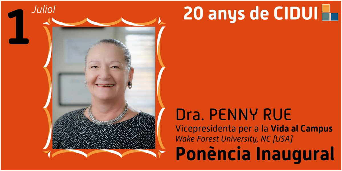 ACUPcatalunya's tweet photo. La Prof. Penny Rue @WFURue, vicepresidenta d'estudiants de la universitat @WakeForest, ponència inaugural al @CIDUI_congress #CIDUI2020

 📆 De l'1 al 3 de juliol 2020 a Barcelona

Més info i inscripcions: https://t.co/8oliGDxzmg https://t.co/JcnUyXPcvn