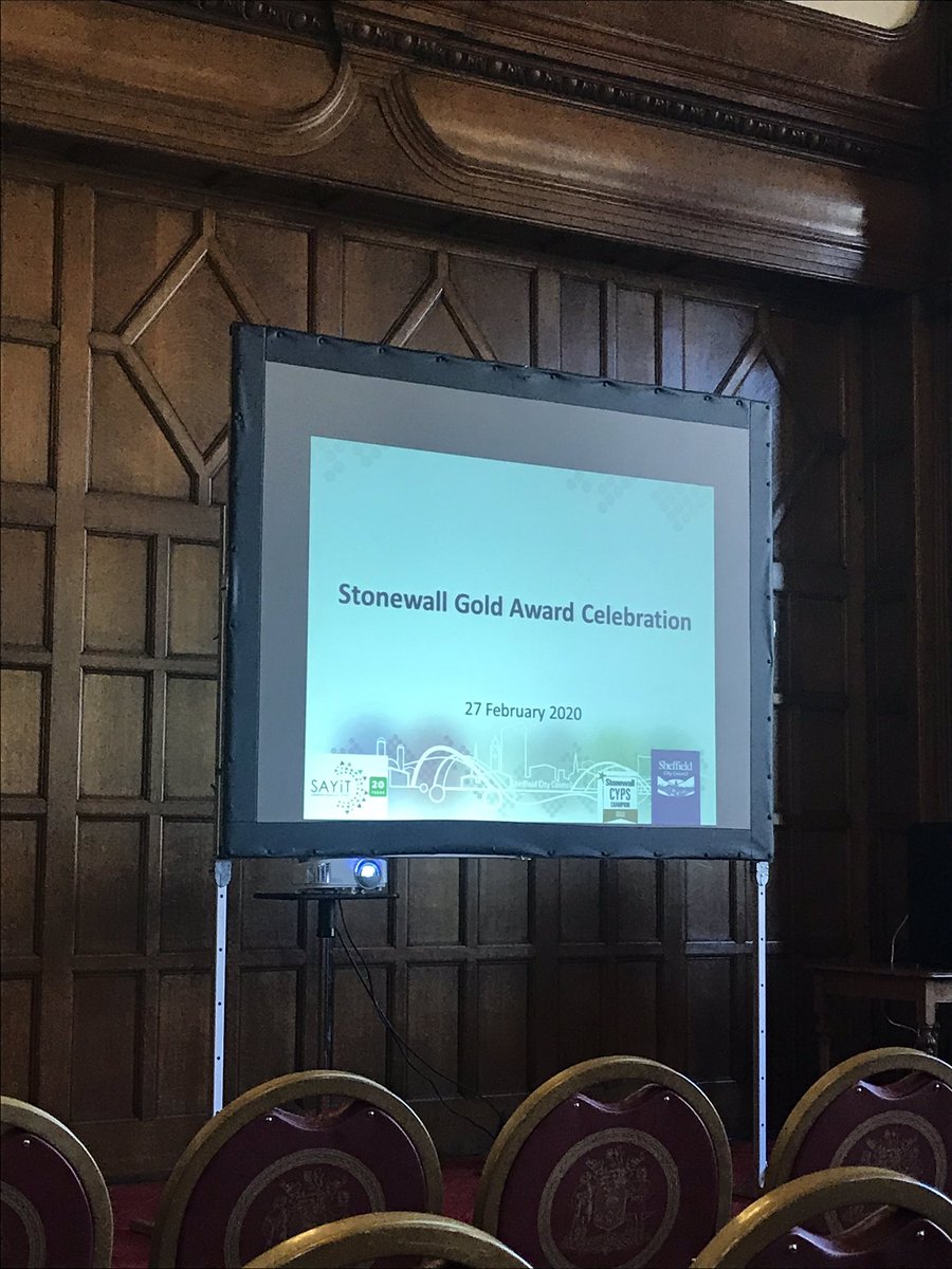 FroggattChloe's tweet photo. Brilliant event at the Sheffield Town Hall this morning celebrating Sheffield City Council’s Gold @Stonewall Award 😊@SAYiTSheffield https://t.co/gXqyngvidG