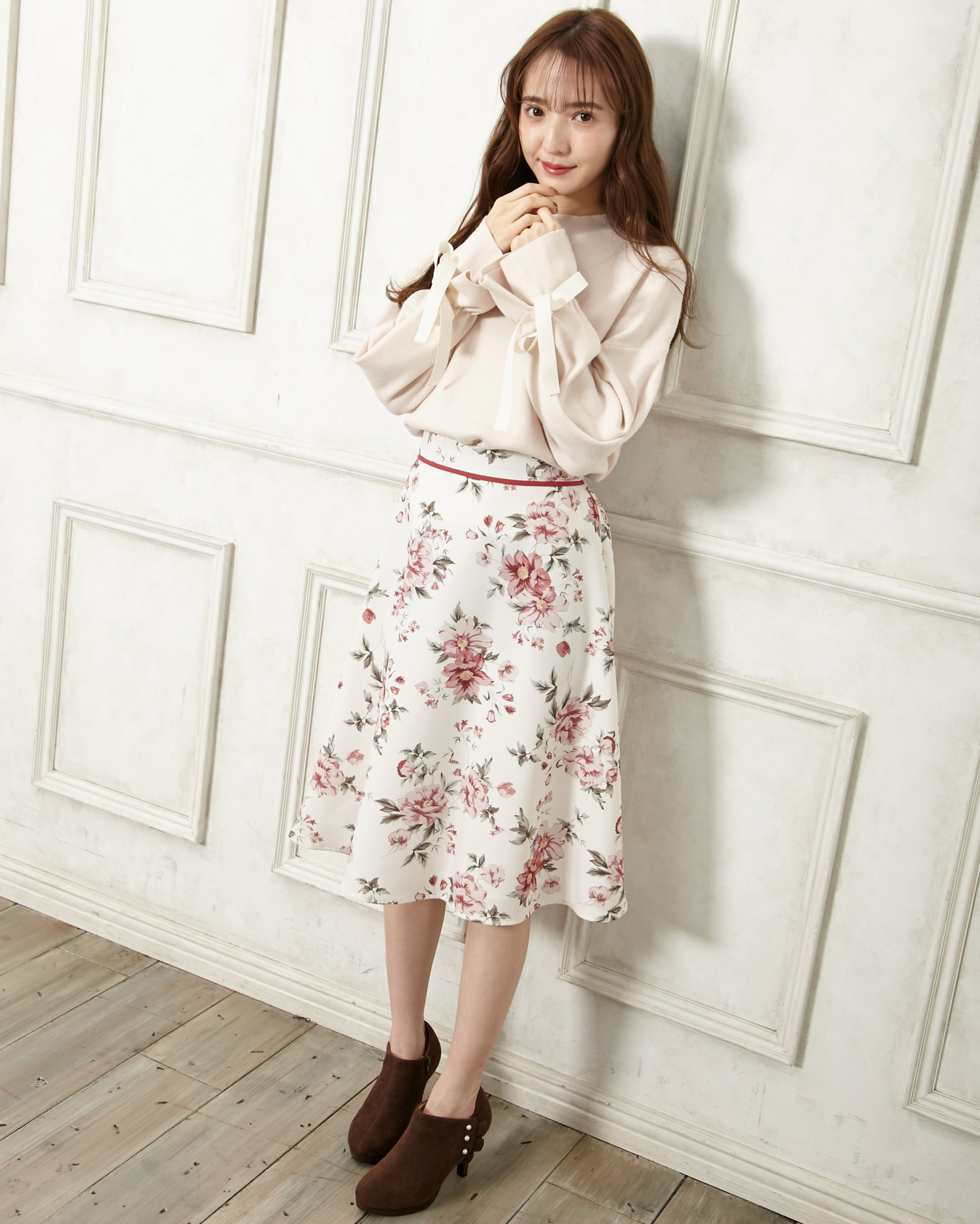 アラマンダ　ニットカーデ,花柄スカート【38】 花柄ニットカーデ｜allamanda(アラマンダ) 公式通販｜INGNI STORE