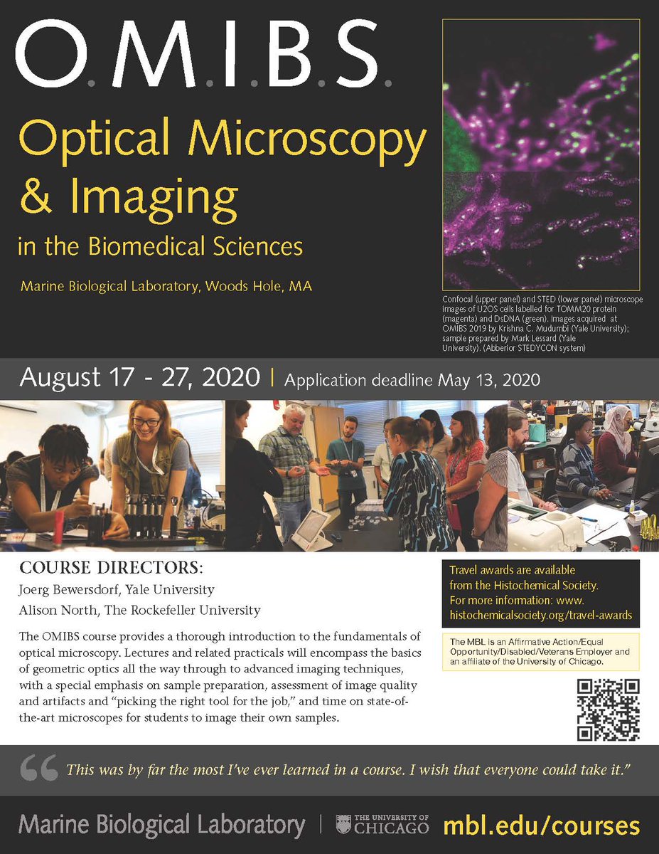 Bewersdorf Lab (@bewersdorflab) on Twitter photo Join us for the 10-day intensive <a href="/MBLScience/">Marine Biological Laboratory (MBL)</a> course #OMIBS "Optical Microscopy & Imaging in the Biomedical Sciences" on August 17ā27! Organized once again by <a href="/AlisonJNorth/">Alison North</a> and <a href="/JoergBewersdorf/">Joerg Bewersdorf</a> in Woods Hole. Apply by May 13!
mbl.edu/education/cour⦠Join us for the 10-day intensive <a href="/MBLScience/">Marine Biological Laboratory (MBL)</a> course #OMIBS "Optical Microscopy & Imaging in the Biomedical Sciences" on August 17ā27! Organized once again by <a href="/AlisonJNorth/">Alison North</a> and <a href="/JoergBewersdorf/">Joerg Bewersdorf</a> in Woods Hole. Apply by May 13!
mbl.edu/education/courā¦