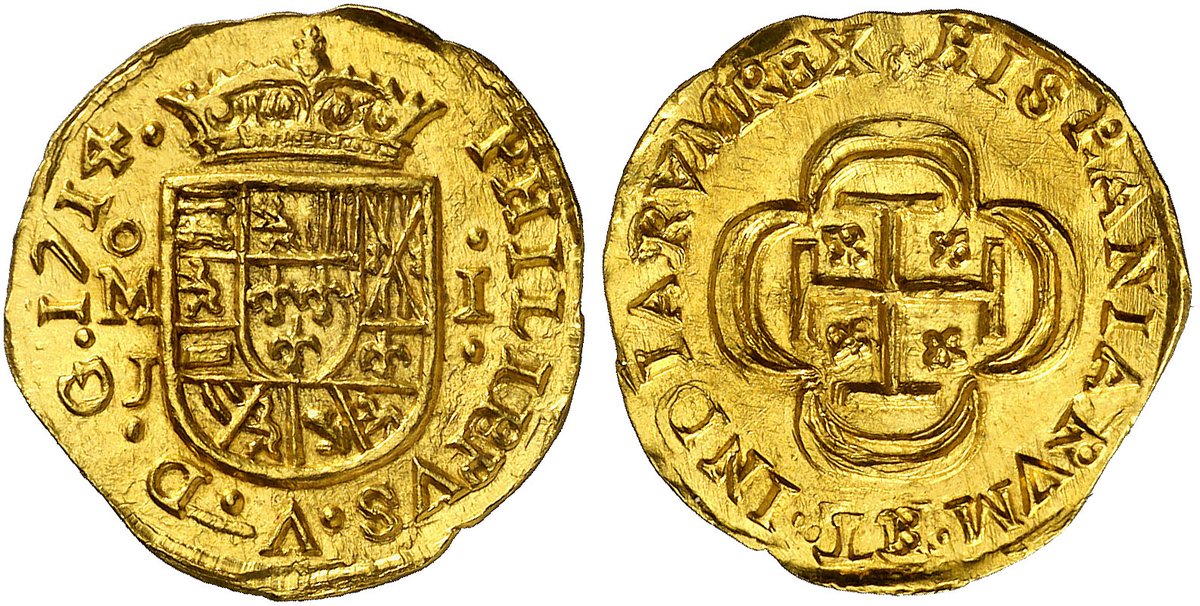 aureocalico's tweet photo. SUBASTA SELECCIÓN
12/03/2020, 16h - 231

FELIPE V (1700-1746)
1714. México. J. 1 escudo.Procedente del tesoro de La Florida. Bellísima. Pleno brillo original. Extraordinariamente rara. Se conocen contados ejemplares. 3,34 g. S/C.
Est. 30.000€.

Salida 15.000€ https://t.co/Fnkqtn1ToX
