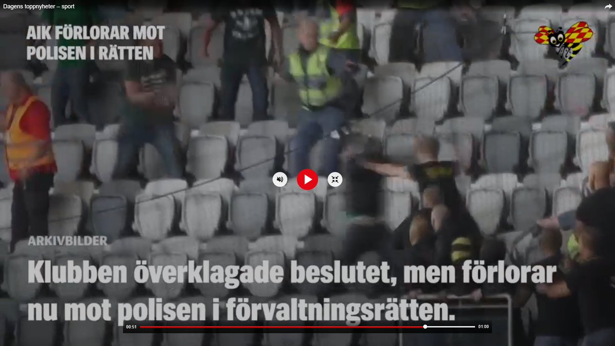 Hej 
<a href="/SportExpressen/">SportExpressen</a>
 när ert nyhetssvep tar in nyheten om att 
<a href="/aikfotboll/">AIK Fotboll</a> förlorade sin överklagan i förvaltningsrätten så använder ni filmmaterial som är från ett helt annat tillfälle och en annan arena. Händelsen ni visar har inget med polisens kapacitetsneddragning att göra.