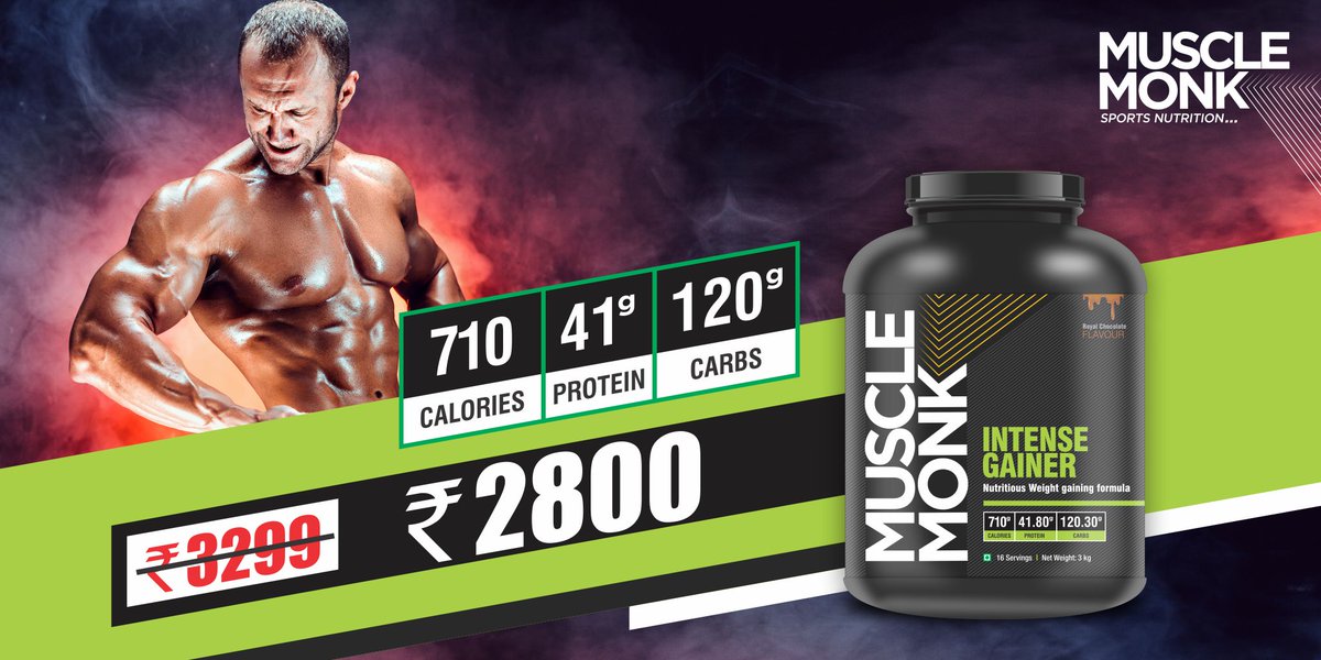 musclemonkindia's tweet photo. MuscleMonk Intense Gainer is a healthy and nutritious way of gaining weight along with your training program.
The most Intense Gainer at a massive discount! Limited period offer ! Grab this super deal. On sale at https://t.co/wHMvwBHxy8
#MuscleMonk #gain #fitness #workout https://t.co/cLvR1SnxBS