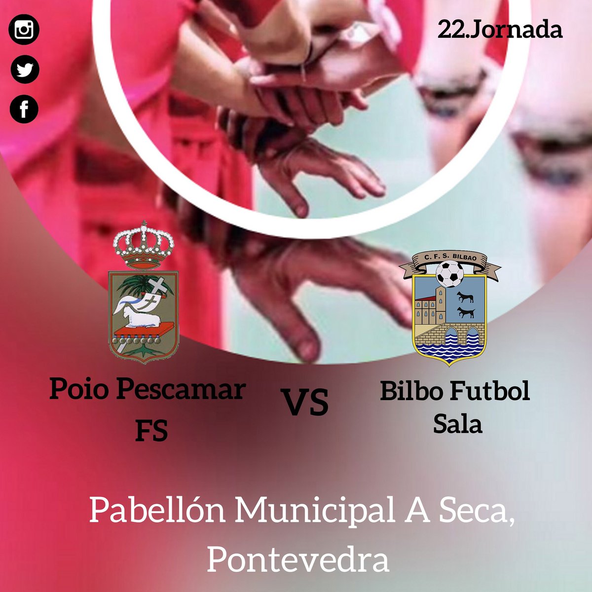 Este fin de semana volvemos a Galicia. 

📝22.Jornada
📍Pontevedra
🏟Pabellon Municipal A Seca
📆Sábado 29 de Febrero
⏰18:30h
🆚 <a href="/PoioPescamarfs/">Poio Pescamar FS</a>
#gobilbo #laliga #futfem #neskak #futsalfeminino