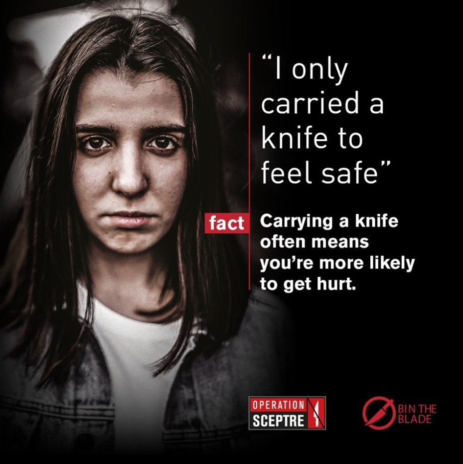 PREVENT KNIFE CRIME.

Sussex Police deliver a mix of targeted operational and educational activities to remove unwanted knives off the streets of Sussex, and to reassure young people they are safer not carrying knives and walking away from harm.
#noknives