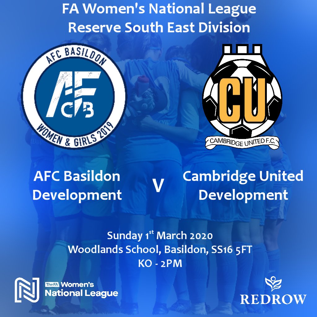 hashtagutdwomen's tweet photo. Our development team are playing @CambridgeUtdWFC at Woodlands School on Sunday.

KO - 2PM

#AFCBasildon
#WeAreNational
#OneClub 
#Basildon https://t.co/AanqZtNZTi