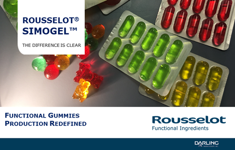 Rousselot_CBG's tweet image. 5 good reasons to choose Rousselot #SiMoGel for your #functionalgummies. 1. Starch free processing. 2. 15 min drying time. 3. Direct depositing into blister packs 4. Enjoyable texture. 5. Innovative 3-D shapes Interested to know more? rousselot.com/functional/mar… @rousselotfi