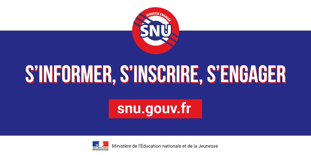 <a href="/GabrielAttal/">Gabriel Attal</a> vous explique ici les objectifs du Service National Universel ⤵️
youtu.be/VWgxfz_cKRs
Pour être volontaire en 2020, vous pouvez vous inscrire ici ⤵️
snu.gouv.fr/inscription-au…
#engagement