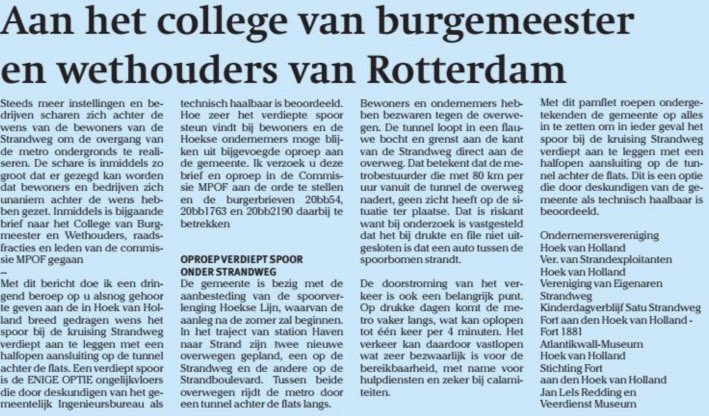 arjenvdlugt's tweet photo. Duidelijk en terecht statement van diverse Hoekse instelingen over doortrekken Hoekse Lijn naar het strand: in een tunnel onder de Strandweg door - in plaats van er overheen - is veel veiliger en beter voor de bereikbaarheid! #HvH https://t.co/5RHH03aUo4