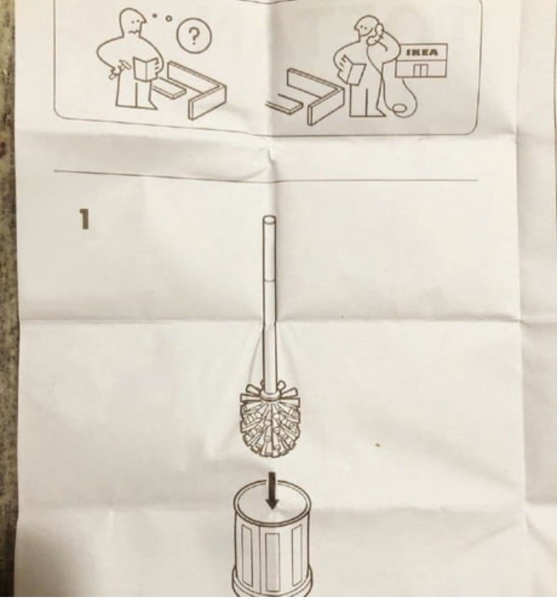 WhoIsLeonidas's tweet photo. Bin extra wie in der Anleitung beschrieben zu #IKEA gefahren um dort den Festnetzanschluss zu benutzen und Hilfe bei der Montage der Klobürste zu bekommen. Mitarbeiter war not amused 💁‍♀️ https://t.co/zdiKpsJ0iu