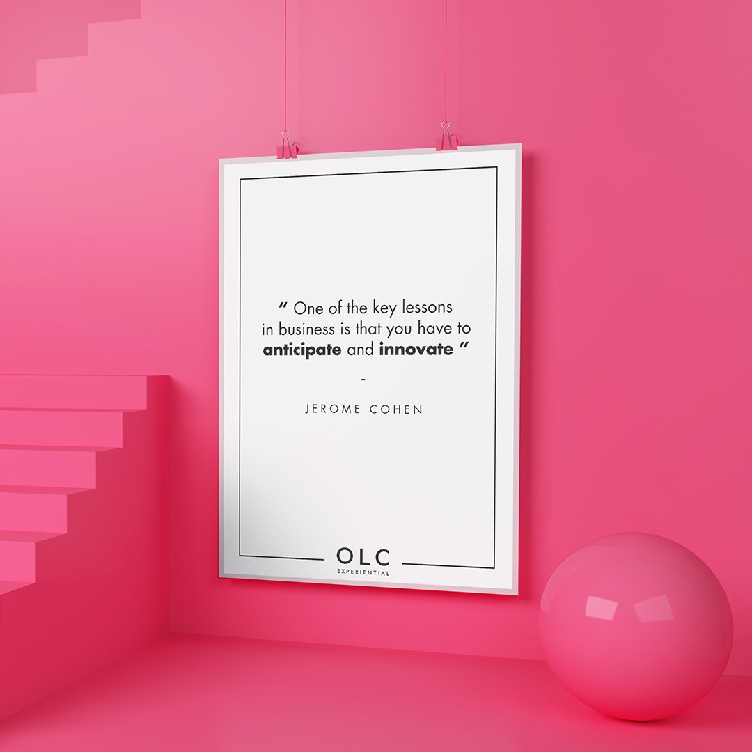 "One of the key lessons in business is that you have to anticipate and innovate." - Jerome Cohen

#wordstoliveby #entrepreneur #entrepreneurship #olcindustryadvice #entrepreneurlife #entrepreneurmindset #businessadvice #experientialagency #advertising #advertisingagency