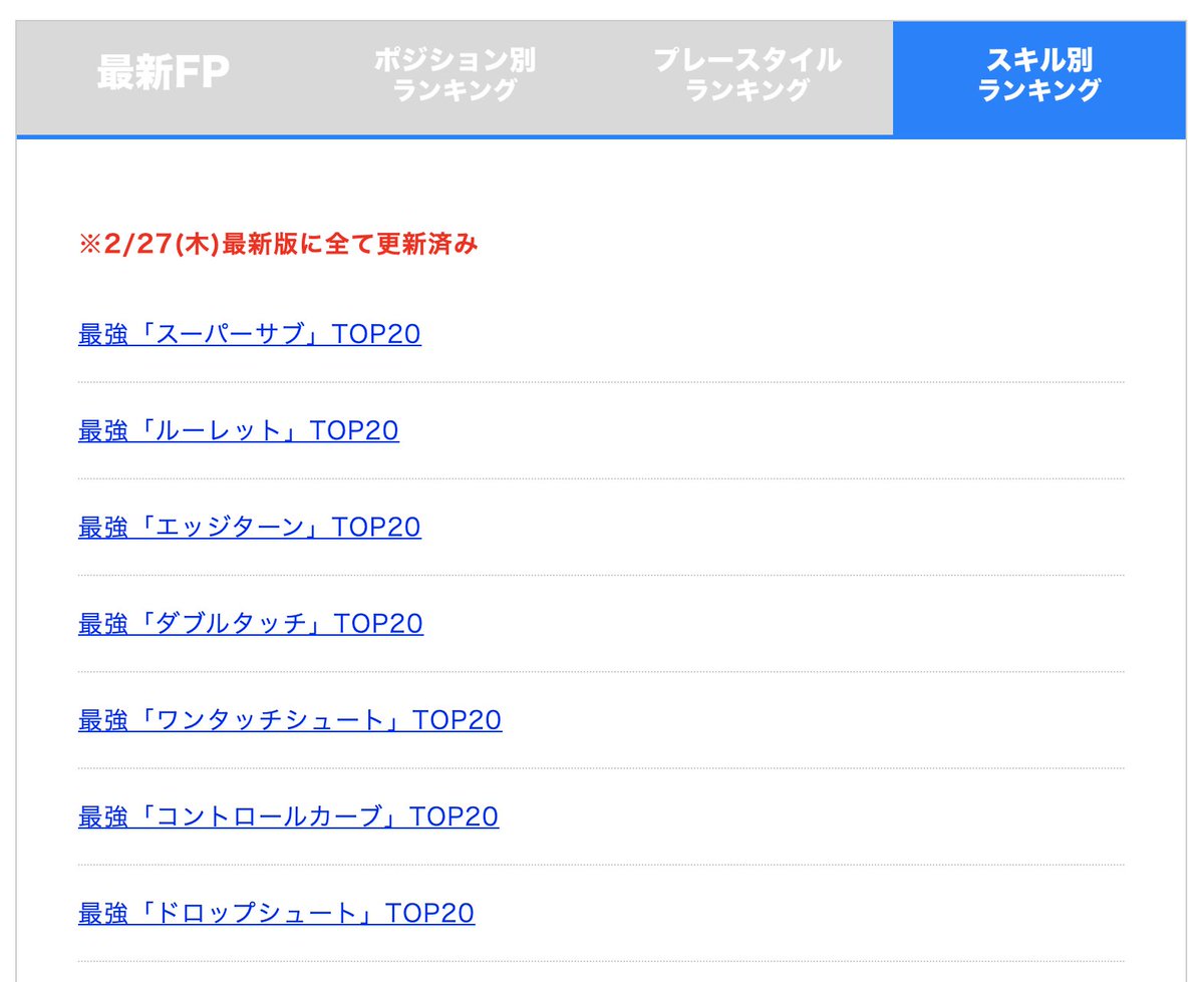 ウイイレ ポジション 別 ランキング