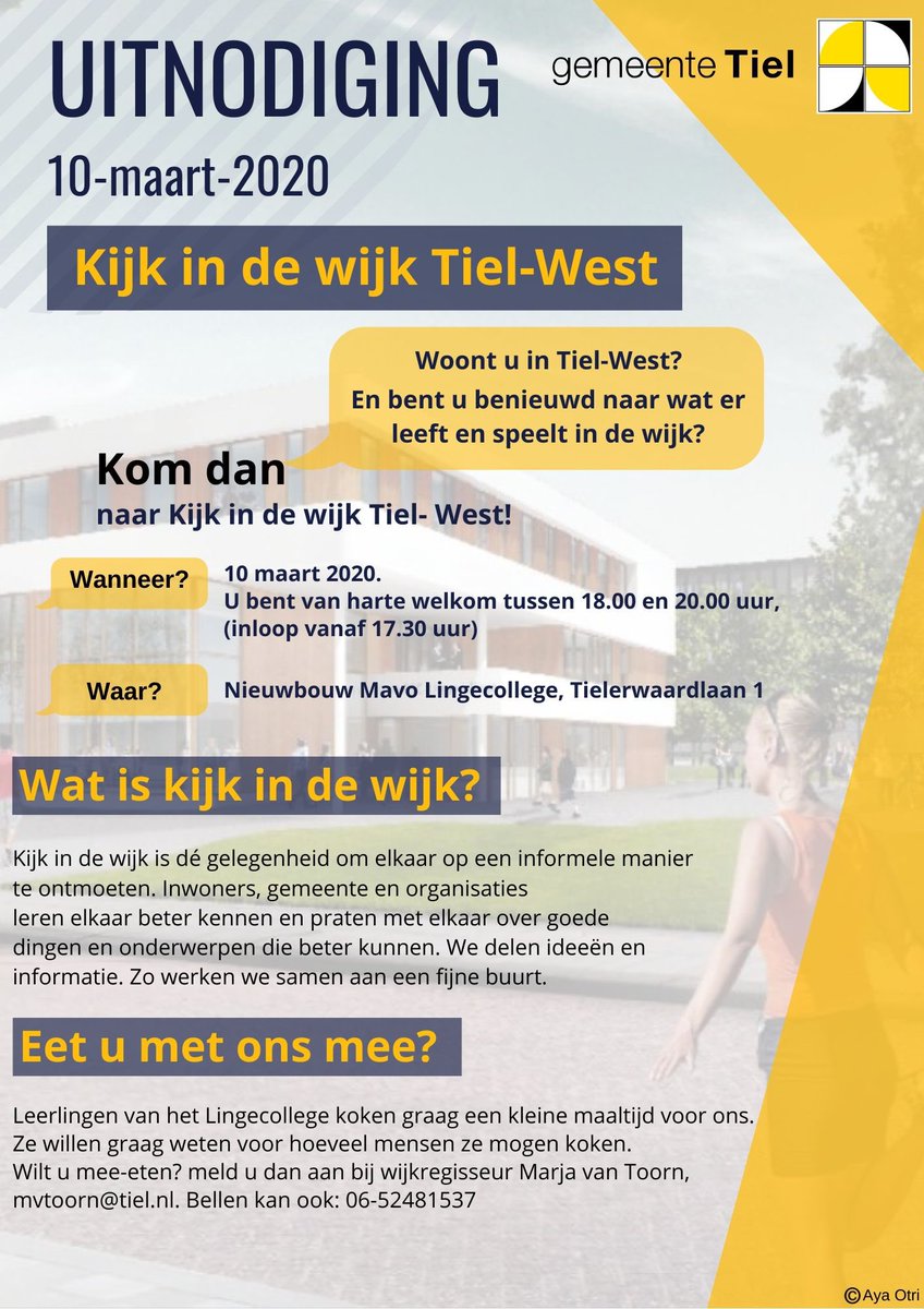 | Uitnodiging |
Waar: Mavo Lingecollege, Tielerwaardlaan1.
Wanneer: 10-03-2020 om 17.30.
Aanmelden: mvtoorn@tiel.nl.
<a href="/gemTiel/">gemeente Tiel</a> @marjavantoorn <a href="/Lingecollege/">Lingecollege</a>