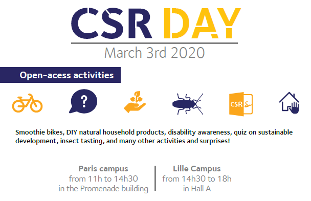 IESEG's tweet photo. #CSR Day : come and discover our open-access activities on Tuesday 3 March 2020 https://t.co/Y2a2MN9vnC #IESEGExperience #IESEGCares #IESEGicor 🍀 https://t.co/caFDXR2Trv