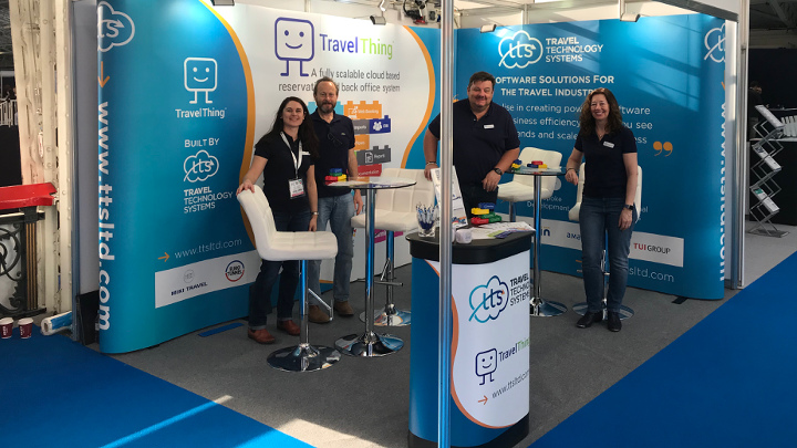 TravelTechSyst's tweet photo. We're all set up for day 2 at #TTEShow come see us on stand  T80 Olympia, London and find out how #TravelThing can help you!  #ttsltd #meettravelthing #travelbookingsoftware #touroperators #travelagents https://t.co/ZAchJQaSbu