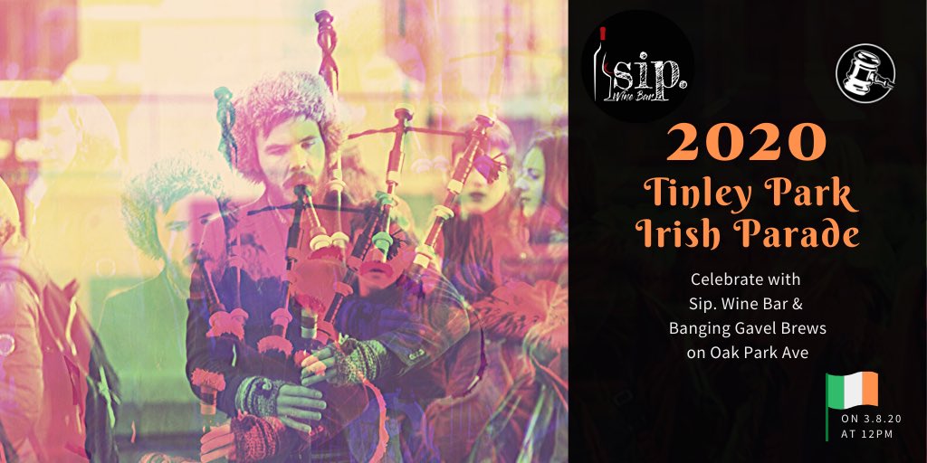 Join us next Sunday 3/8 for the #tinlyparkirishparade #wineandbeer #foodandcheer #bangingavel ☘️🇮🇪🍻🍷🍀see details in event page:  facebook.com/events/s/tinle…