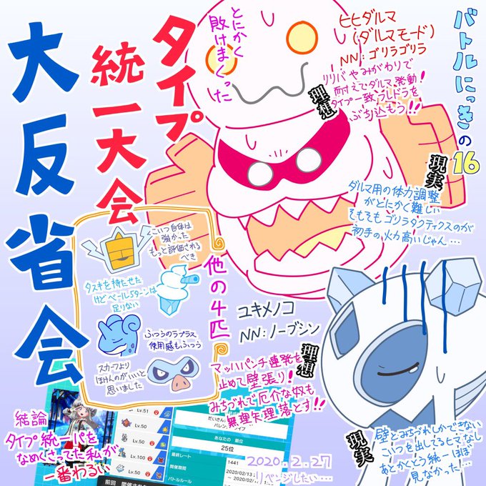 反省します 反省しました
シングルのヒヒダルマはごりむちゅうの方が強いと思いました #ポケモン剣盾 