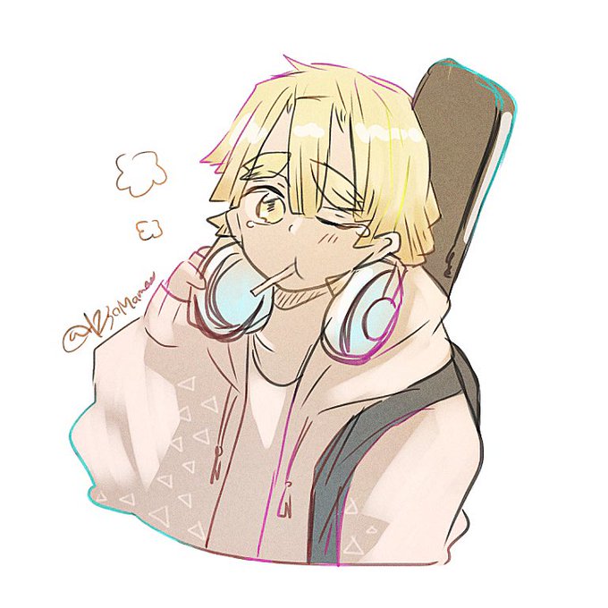 なまむぎタグお迎え中さんがTwitterに投稿した我妻善逸(鬼滅の刃)のイラスト。