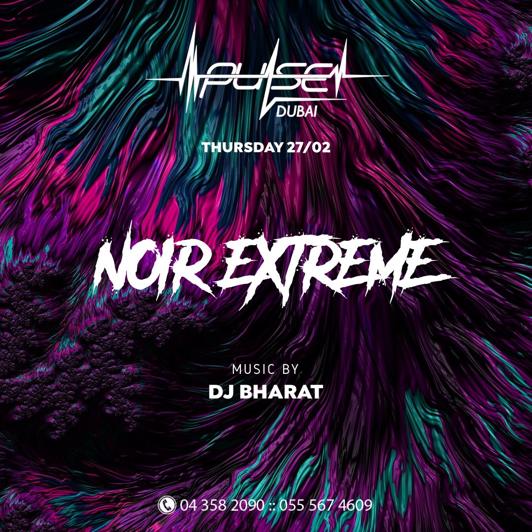 Let’s Kickstart The WKND! 

Tonight “NOIR Extreme at Pulse Dubai” with DJ Bharat! 

Ladies &amp; Couples Enter Free All Night! 

For Bookings: 04 358 2090 | 055 567 4609 

#PulseDubai #NoirExtreme #ThursdayNight #MyDubai #DubaiNightlife #ClubbingExperience #Music #Life #Love